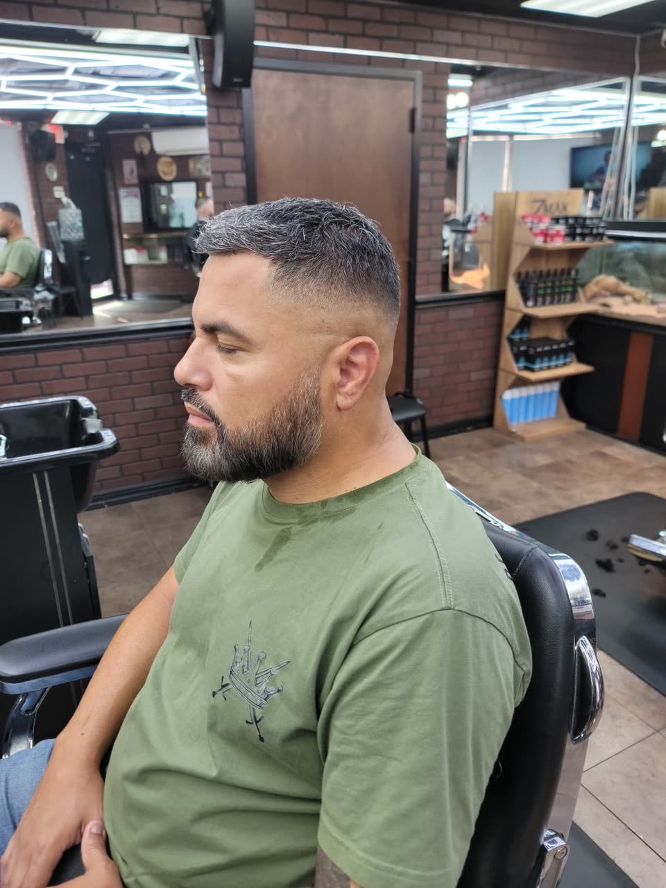 A mid fade, side view